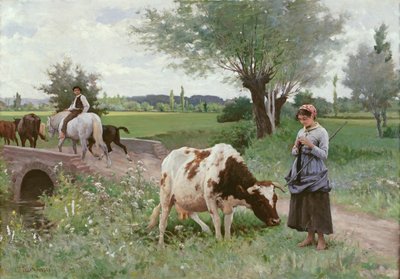 Die gut gepflegte Kuh, 1890 von Edouard Debat Ponsan
